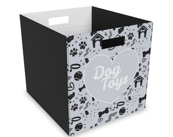 Dog Toy Gray Felt Storage Box Personalized