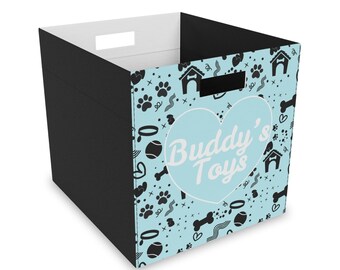 Dog Toy Blue Felt Storage Box Personalized