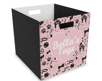 Dog Toy Pink Felt Storage Box Personalized