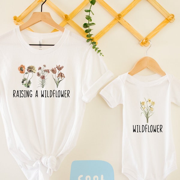 Raising A Wildflower and Wildflower Shirts, Mama Mini Matching Set, Mommy & Me Outfits, Mama Mini Shirt, Baby Shower Gift, New Mom Gift Idea