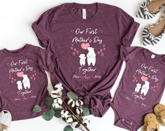 Our First Mother's Day Shirt, Bear Mommy And Me Shirts, Custom Mother's Day Shirt, 1st Mothers Day Outfit, Matching Mommy And Baby Tee