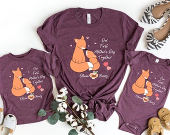 First Mother's Day Shirts / Our First Mothers Day Matching Shirts Set / Personalized Name / First Mothers Day / Mother's Day Gift / Fox