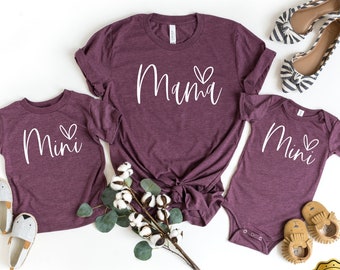 Mama Mini passendes Set, Babyparty-Geschenk, Mutter-Tochter-Shirts, passendes Mama- und Ich-Shirt, Geschenkidee für neue Mama, Baby- und Mama-Shirt