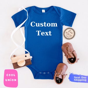 Custom Text Baby One Piece, Custom Front Print And Back Print Baby Bodysuit, Personalized One Piece, Baby Shower Gift Pregnancy Announcement