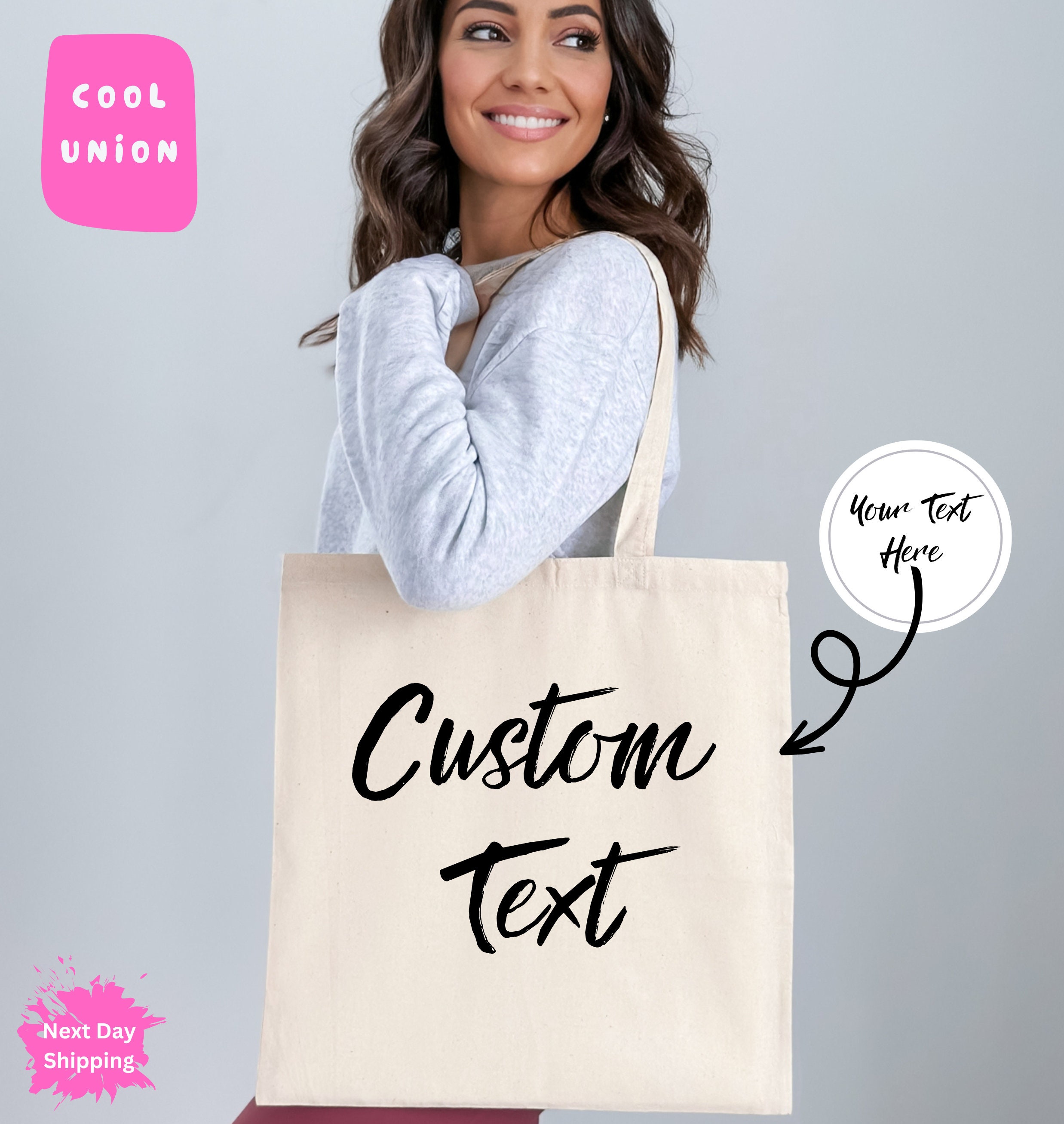 Personalized Tote Bag for Women Gift - 17 Vinyl Color - Customized Canvas  Beach Bags for Girl - Custom Shoulder Bags w/Pocket - Large Grocery Bags 