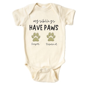 Sibling Dog Kids Shirts, Paws Bodysuit, Personalized Dog Toddler T Shirt, Custom Dog Name Baby Bodysuits®, Youth T-Shirt, Baby Shower Gift