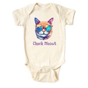 Check Meowt Baby , Funny Cat Baby Bodysuit, Cat Lover Baby Clothes