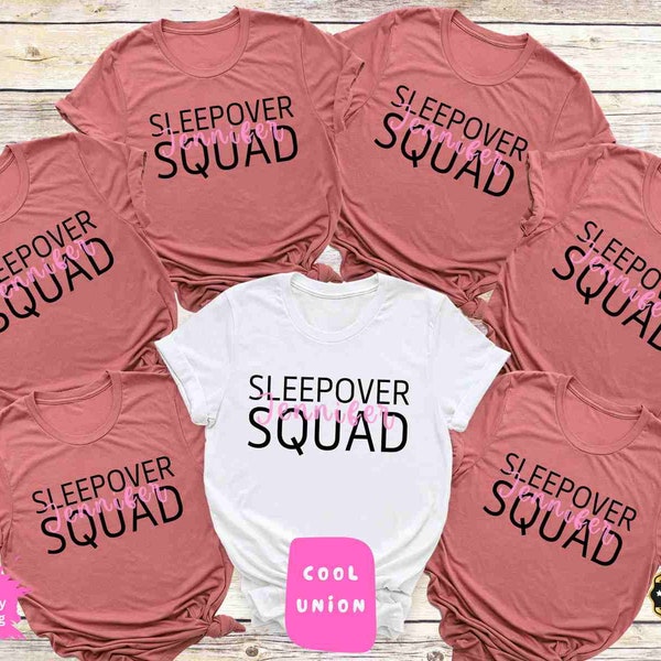 Personalized Sleepover Squad Shirt, Hoodie, Long Sleeve, Gift, Custom Name Sleepover Party, Birthday, Slumber Party