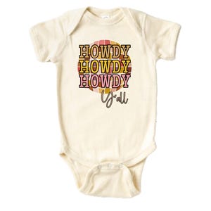Howdy Y&#39;all Toddler Baby Shirt- Bodysuit , Retro Cowgirl Kids Shirt, Cute Country Natural Kids Tee