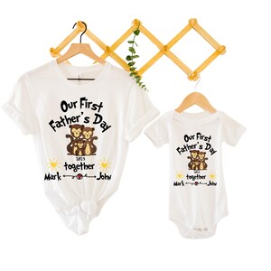 First Father&#39;s Day Shirts , Our First Fathers Day Matching Shirts Set,  Personalized Name  , Father&#39;s Day Gift, Dada Monkey and Baby