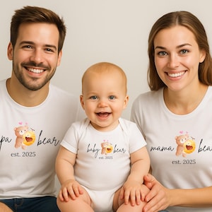 Custom Est Mama Bear Papa Bear and Baby Bear , Papa Bear and Baby Bear , Family Bear Matching Shirt , Baby Shower Shirt , Family Matching