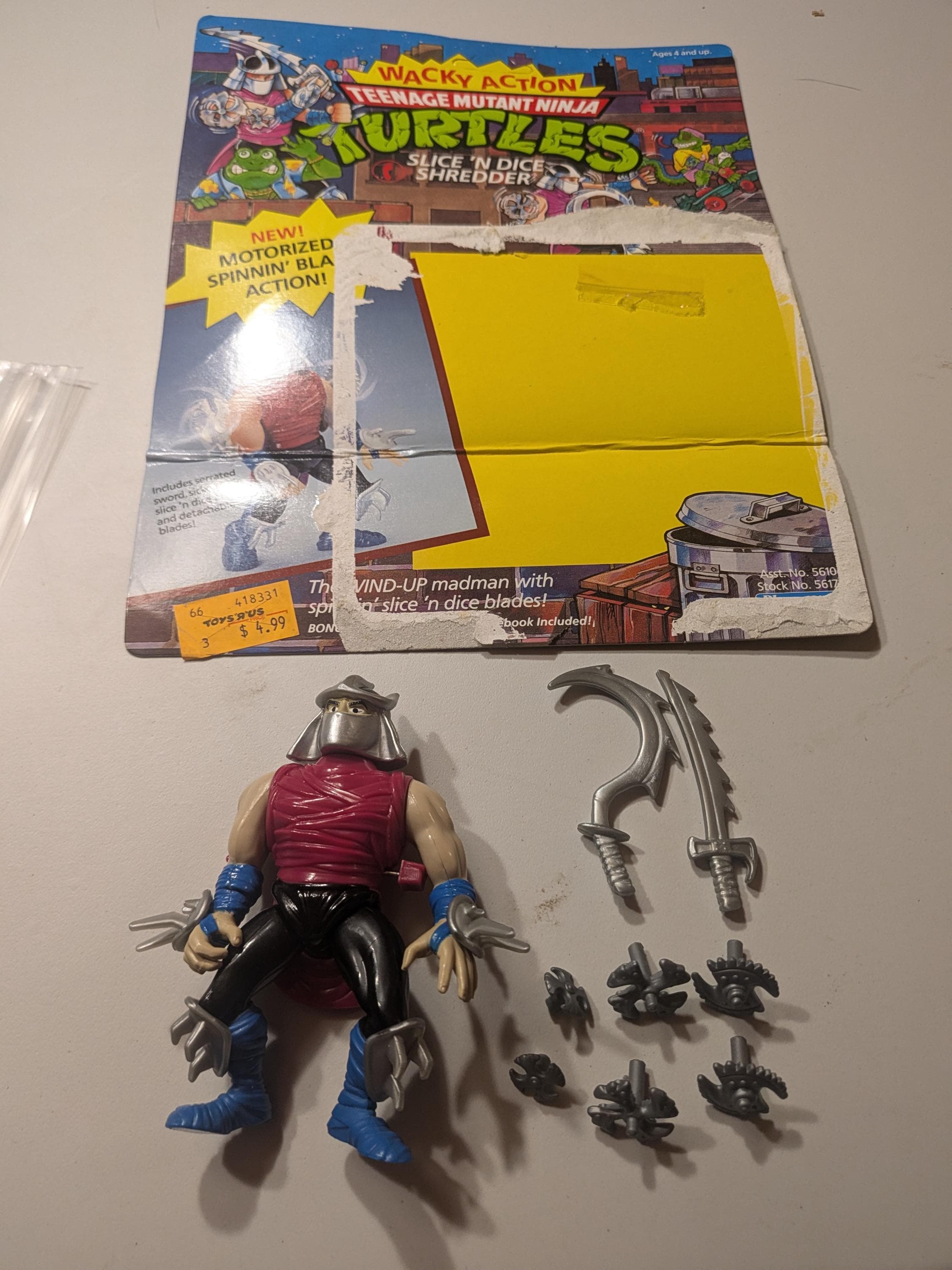 1990 Wacky Action TNMT Slice 'N Dice Shredder Loose Action Figure