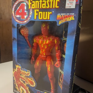 NIB Human Torch action figure fantastic four toy biz 10 inch vintage toy