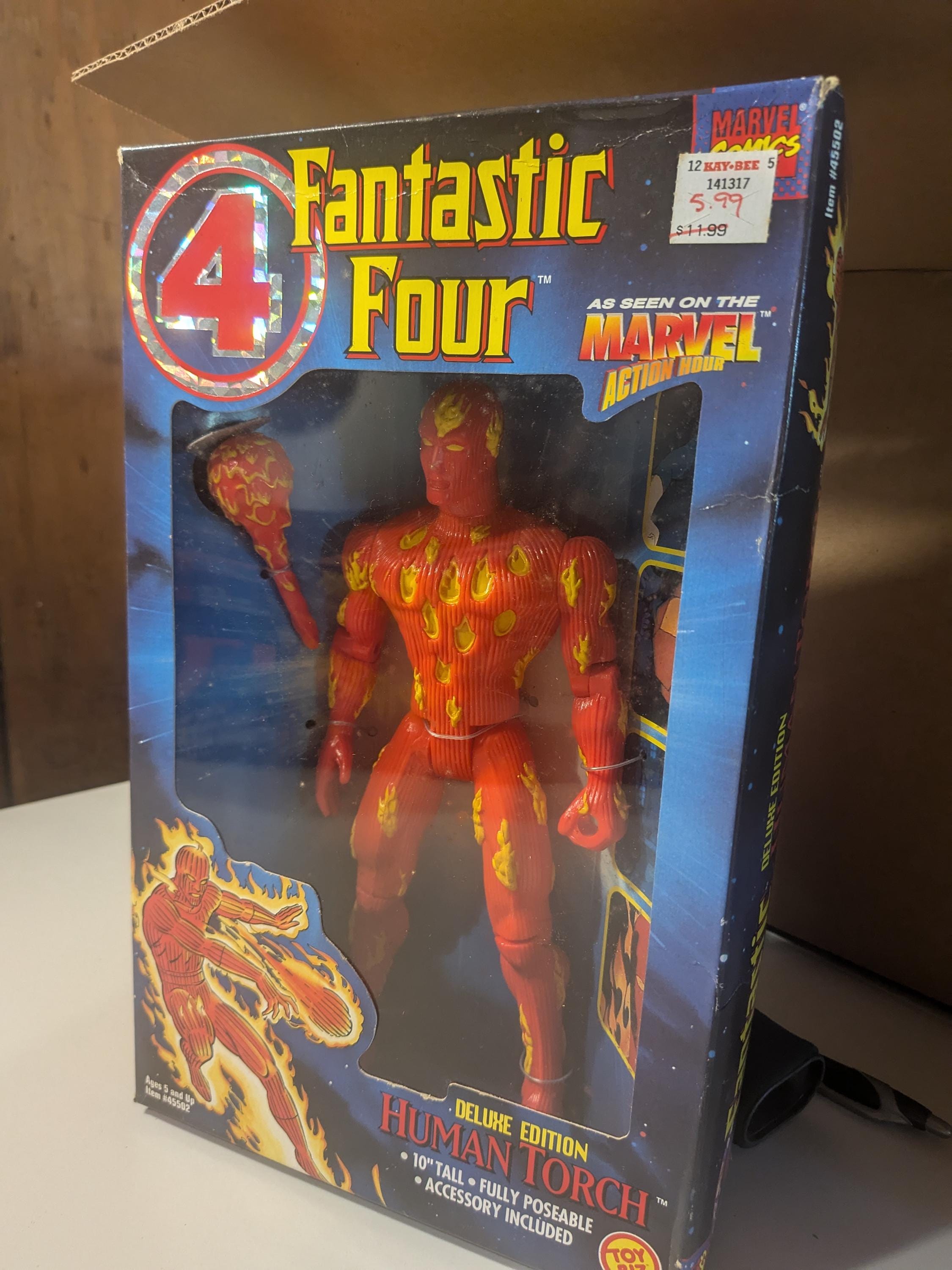 NIB Human Torch Action Figure Fantastic Four Toy Biz 10 Inch