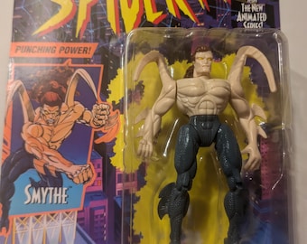 MOC Smythe action figure. 90s Toy Biz sealed Spiderman Animated Series Toy.