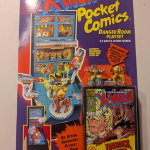 MOC X-Men pocket Comics Danger Room Playset with 3-D Battle Action Scenes 90s sealed Wolverine Toy Biz toy.