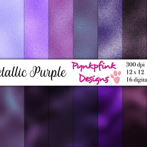 Metallic Purple Digital Paper Set, metallic textures in shades of purple instant download for commercial use