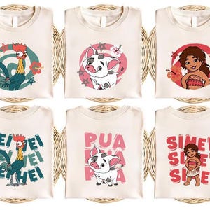 Camiseta de Moana de Disney, camiseta Hei Hei, princesa Disney, camiseta de Moana Pua, camiseta de Maui, camiseta de cumpleaños de Moana, camiseta de vacaciones familiares de Disney imagen 2