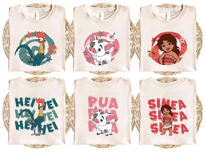 Camiseta de Moana de Disney, camiseta Hei Hei, princesa Disney, camiseta de Moana Pua, camiseta de Maui, camiseta de cumpleaños de Moana, camiseta de vacaciones familiares de Disney imagen 2