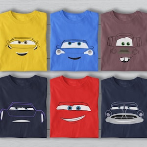 Disney Cars Face Outline Family Matching Shirt, Cars Group Shirt, Disney Vacation, Disney Cars Shirt, Disney Birthday Crew, Cars Pixar Shirt