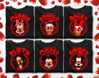 Disney Valentine’s Day Mickey and Friends Shirts,  Disney Couple Sweater, Valentines Day Sweatshirt, Disney Lovers Shirt, Mickey Minnie Tee