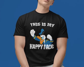 Camiseta con la frase Esta es mi cara feliz del pato Donald, camiseta del pato Donald, camiseta de Disney para hombre, camisetas de Disney para papá del pato Donald, camiseta del pato Donald