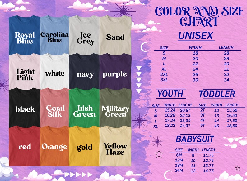 a poster with different colors of clothes on it