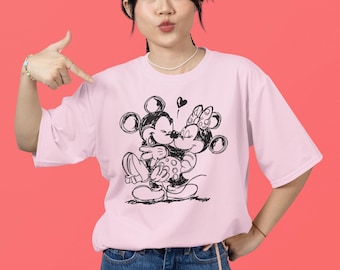 Disney Valentine Shirt, Mickey And Minnie Lover Draw, Cute Disney Shirts, Valentines Day Shirt, Disney Valentine Shirt, Valentines Day Gift