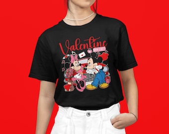 Disney Mickey And Minnie Valentine's Shirt, Disney Mickey Kiss Tee, Disney Couple Shirt, Happy Valentine's Day Shirt, Valentines Day Shirt