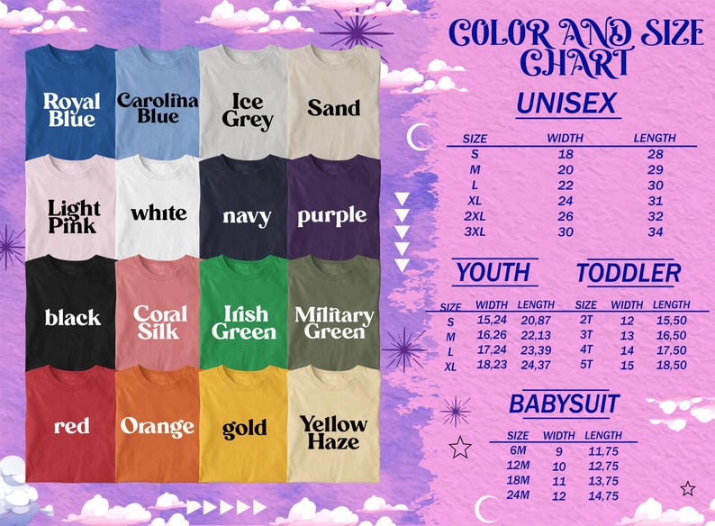 a poster with different colors of clothes on it