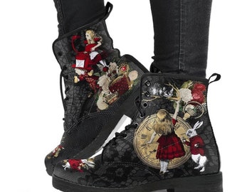 Alice in Wonderland, Combat Boots, Custom Sneakers