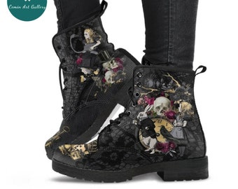 Alice in Wonderland, Custom Sneakers, Combat Boots,