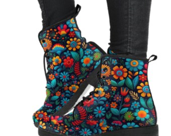 Custom Unique Canvas Shoes Women Ankle Combat Boots