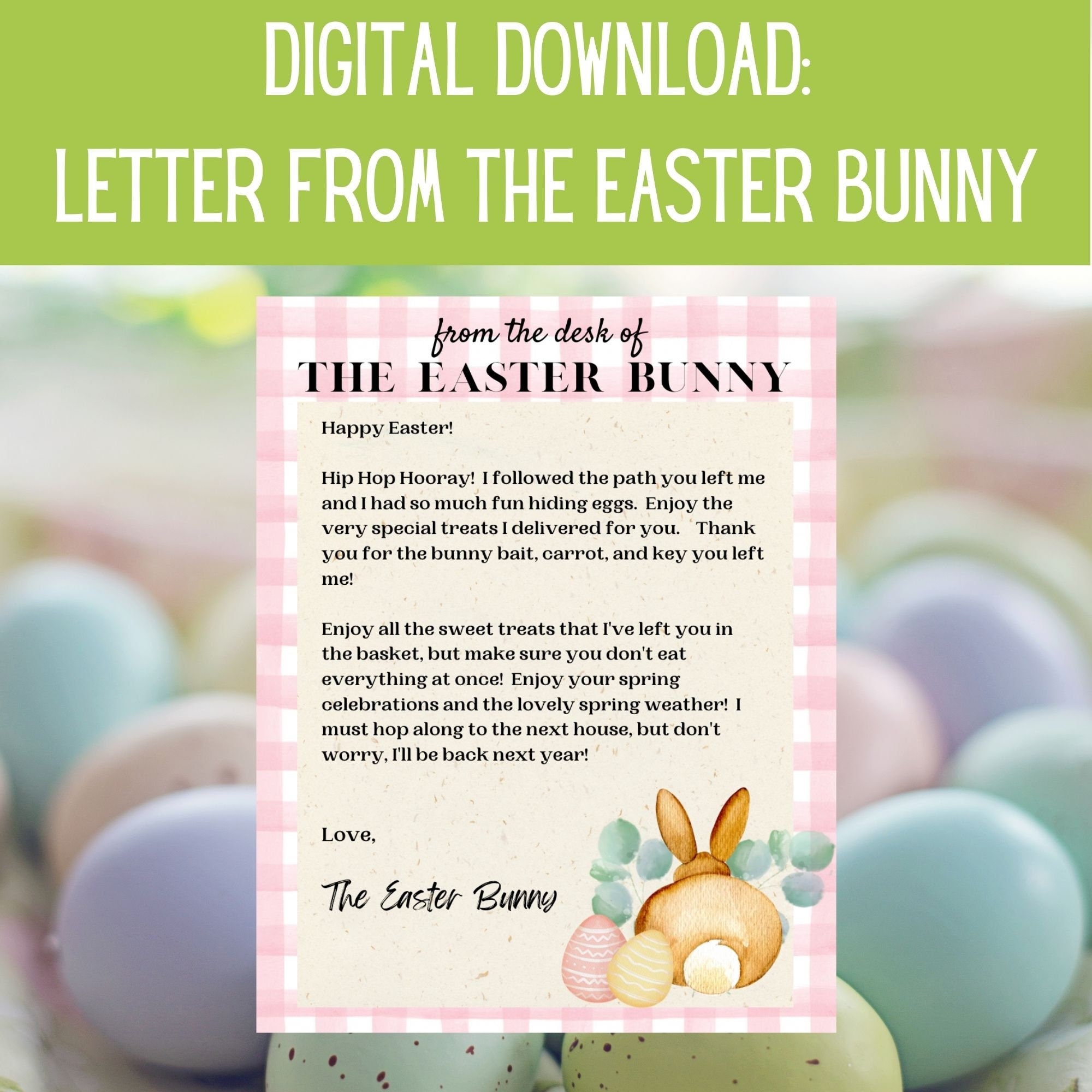 Letter From the Easter Bunny / Pink Printable Easter Bunny Letter ...