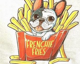 Serviette en coton Frenchie Fries - Serviette de cuisine/salle de bain mignonne et absorbante