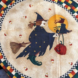 DIY Halloween Placemats: Witch & Cat Cotton Fabric Panel | Halloween Placemat Sewing Project