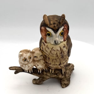 Vintage Goebel Owl Family on Tree Branch