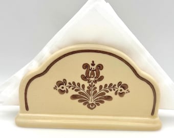 Pfaltzgraff Village Napkin Holder Brown Floral Stoneware Farmhouse Kitchen Decor