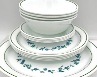 Corelle Forget Me Not 16 Piece Set | Corning Dinnerware Service for 4