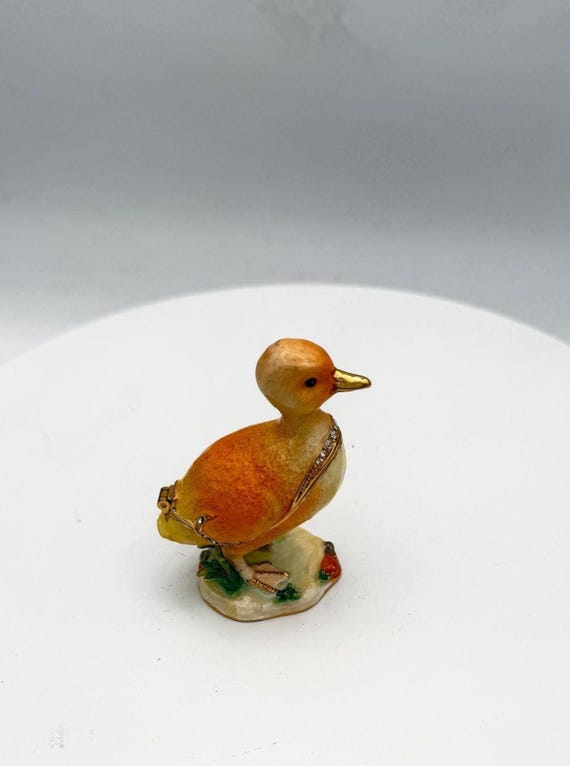 Kubla Crafts Pewter & Enamel Duckling Trinket Box - image 1