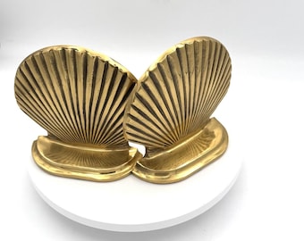 Brass Clam Shell Bookends Set of 2 MCM