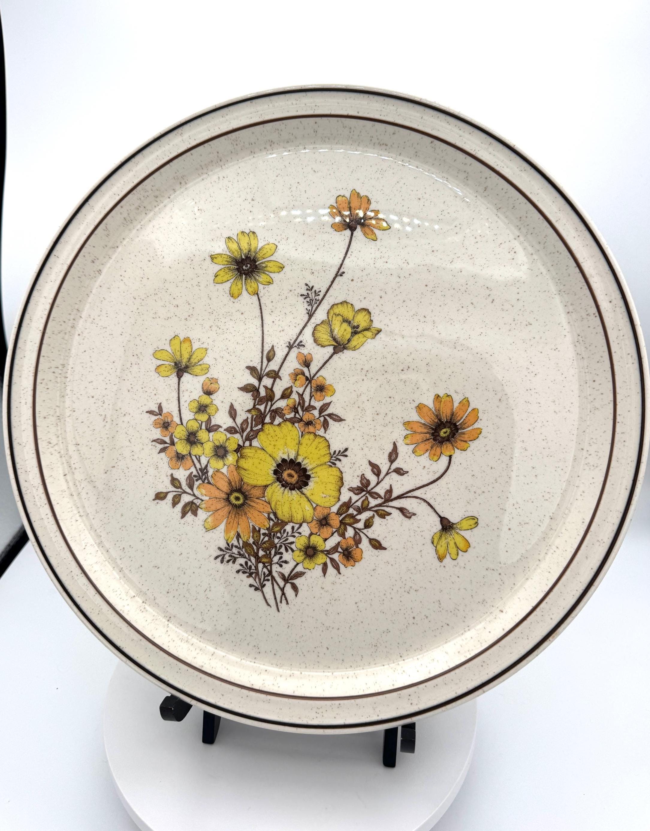 Brendan Erin Stone Wild Flowers Chop Plate, Irish Pottery Platter (12 9/16")