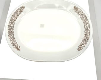 Corelle Woodland Brown Oval Platter Serving Tray 12.25 Inch Corning USA