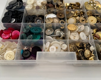 2 lbs of Misc Vintage Buttons in a Container