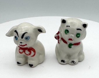Vintage Shawnee Style Miniature Cat & Dog Figurines | Hand Painted Ceramic