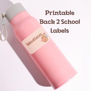Printable Capybara Labels, 3 x 2 inch Name Stickers, Back to School, Notebook Tags, DIY Stickers, Editable Template, Kawaii Stickers