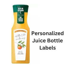 Little Cutie Juice Label Sticker Sheets, Personalized Labels, Little Cutie Baby Shower, Orange Juice Label