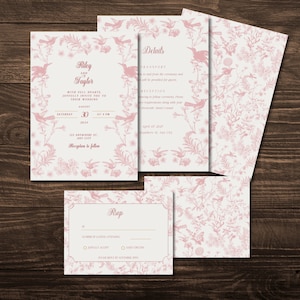 Blush Französische Toile Hochzeit, Rosa Hochzeit, Rosa Toile, Bridgerton Hochzeit, Vintage Floral