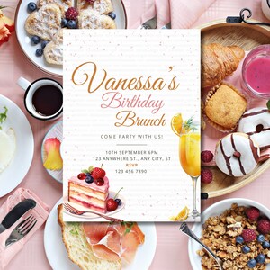 Birthday Brunch Invite Template, Birthday Invitation, Birthday Bubbly ...