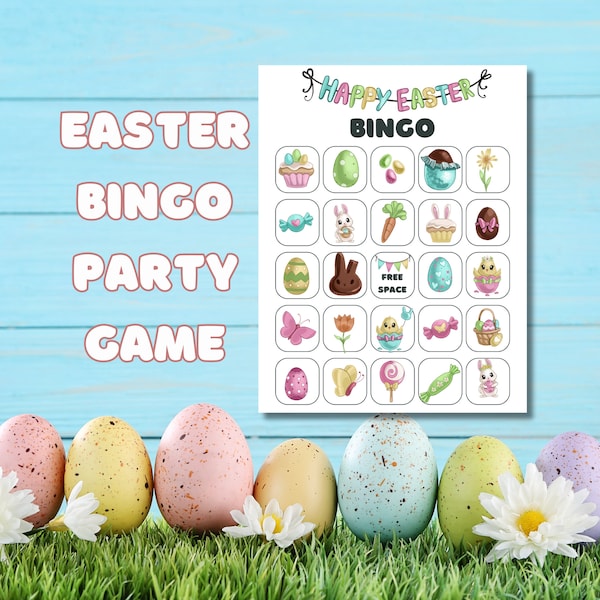 30 Easter Bingo Cards, Kids Easter Bingo, Kids Party Game, Printable Bingo, Spring Game